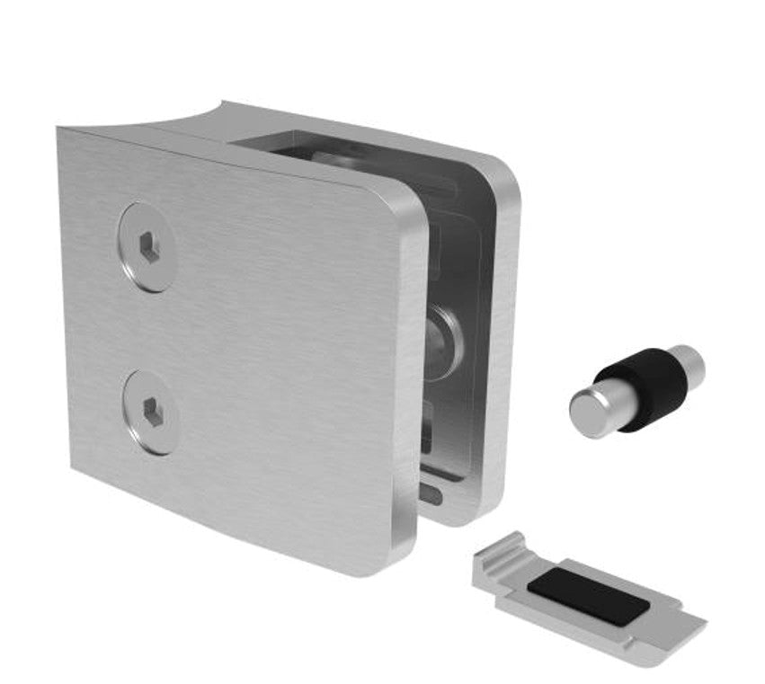 Glasklemme eckig 52x52mm – Edelstahl V2A/V4A/Zink, mit abP