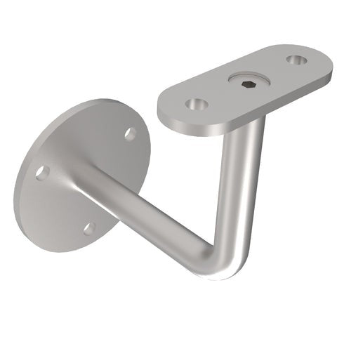 Ansicht Edelstahl Handlaufhalter mit Anschraubplatte flach V2A, 66x4mm, 3 Bohrungen