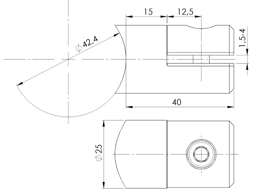 Blechhalter V2A Anschluss 42,4mm 1,50–4,00mm