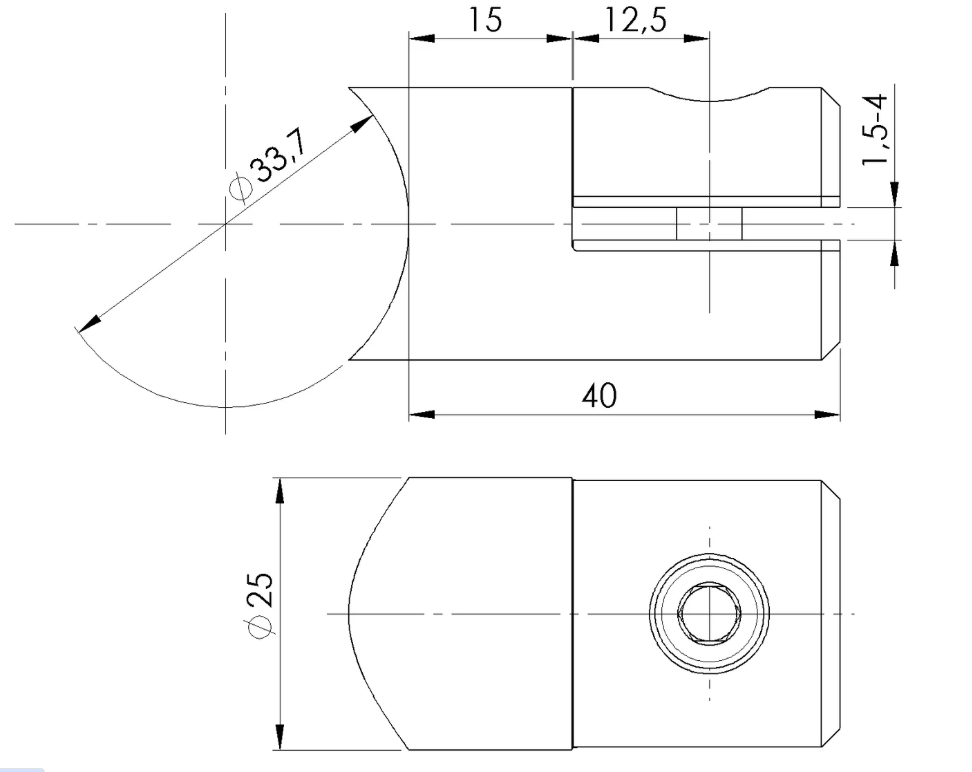 Blechhalter V2A Anschluss 33,7mm 1,50–4,00mm